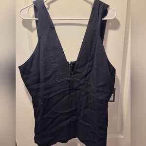 Nordstrom Black V-Neck Sleeveless Tank Trouve Zip Back XL NWT